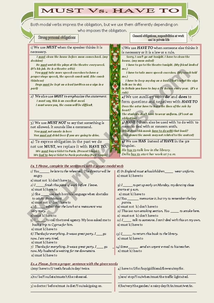 Modal Verbs worksheet