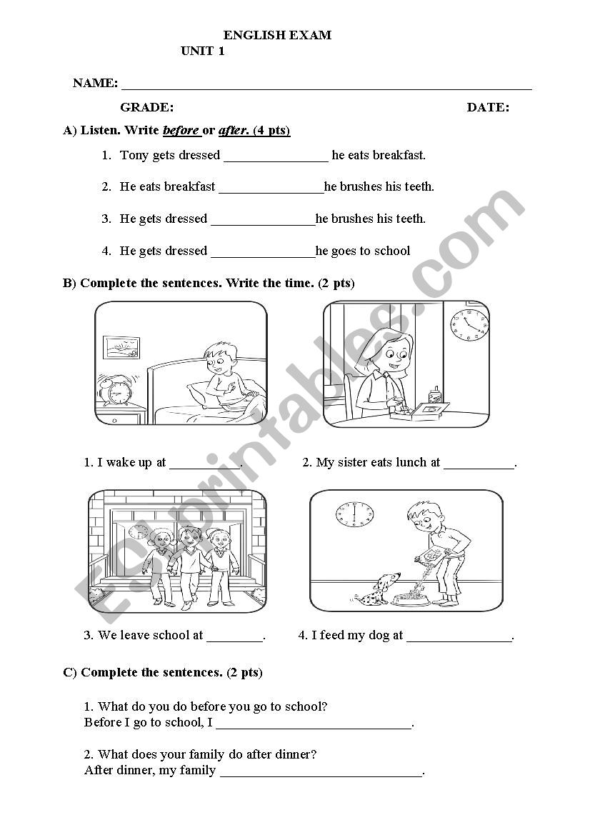 english practice worksheet