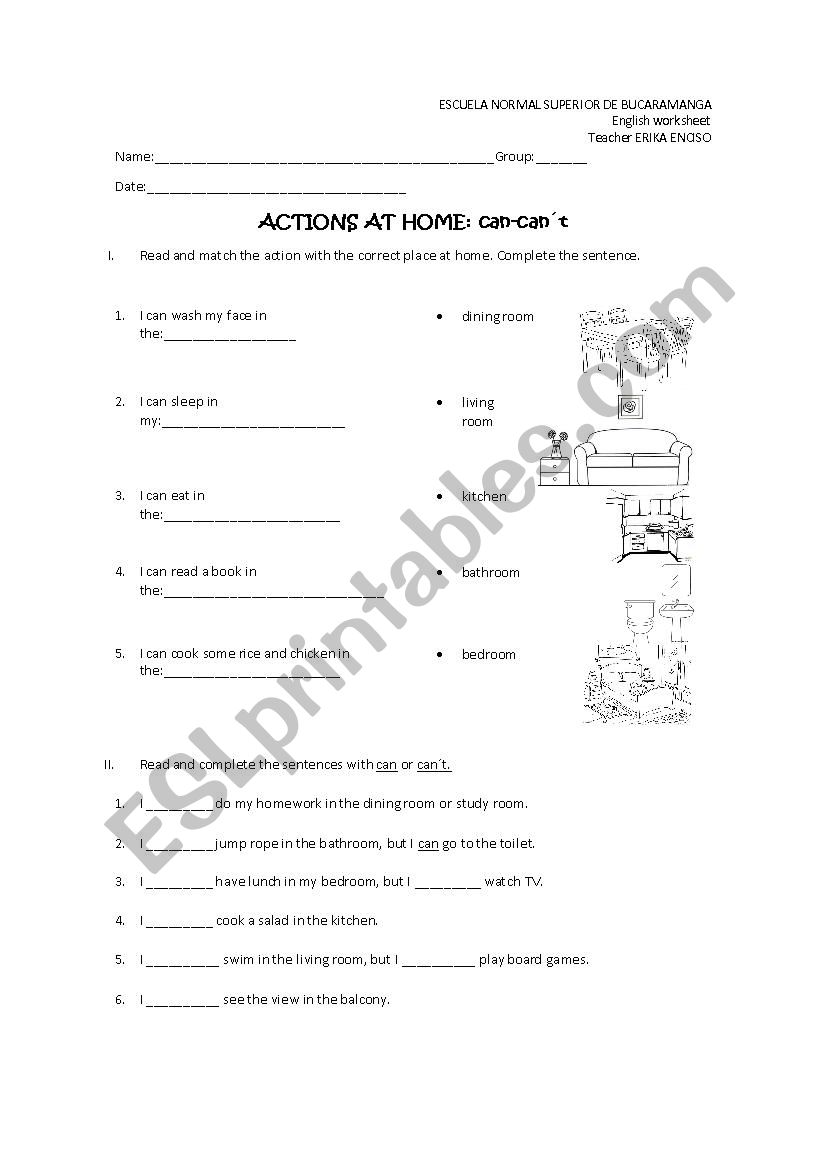 actions at home worksheet