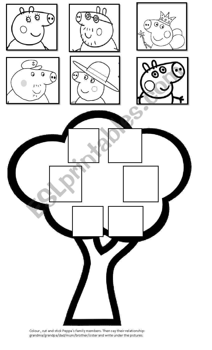 PeppaÂ´s family tree worksheet