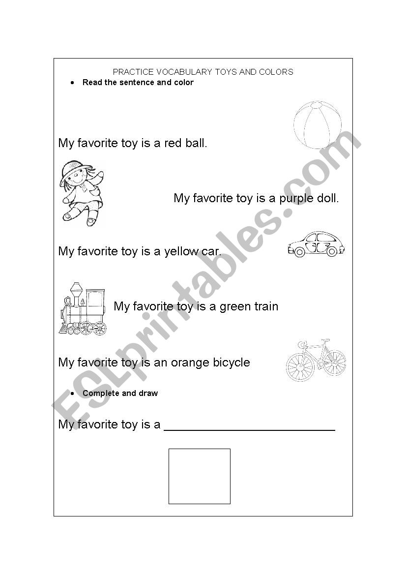 Toys and Colors worksheet