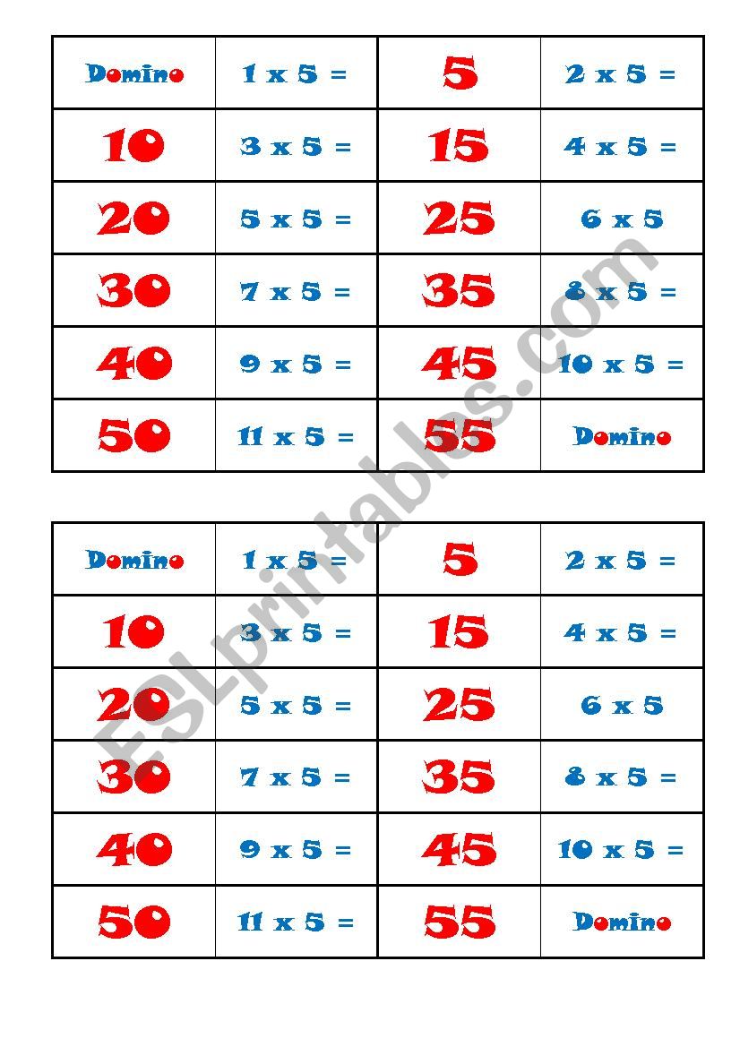 Domino numbers worksheet