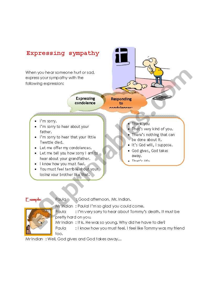 Expressing sympathy worksheet