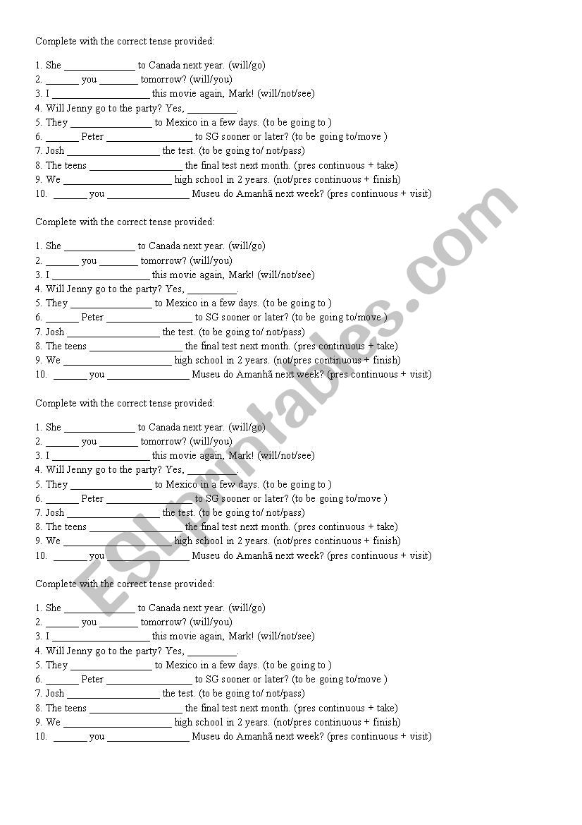 Future Simple worksheet