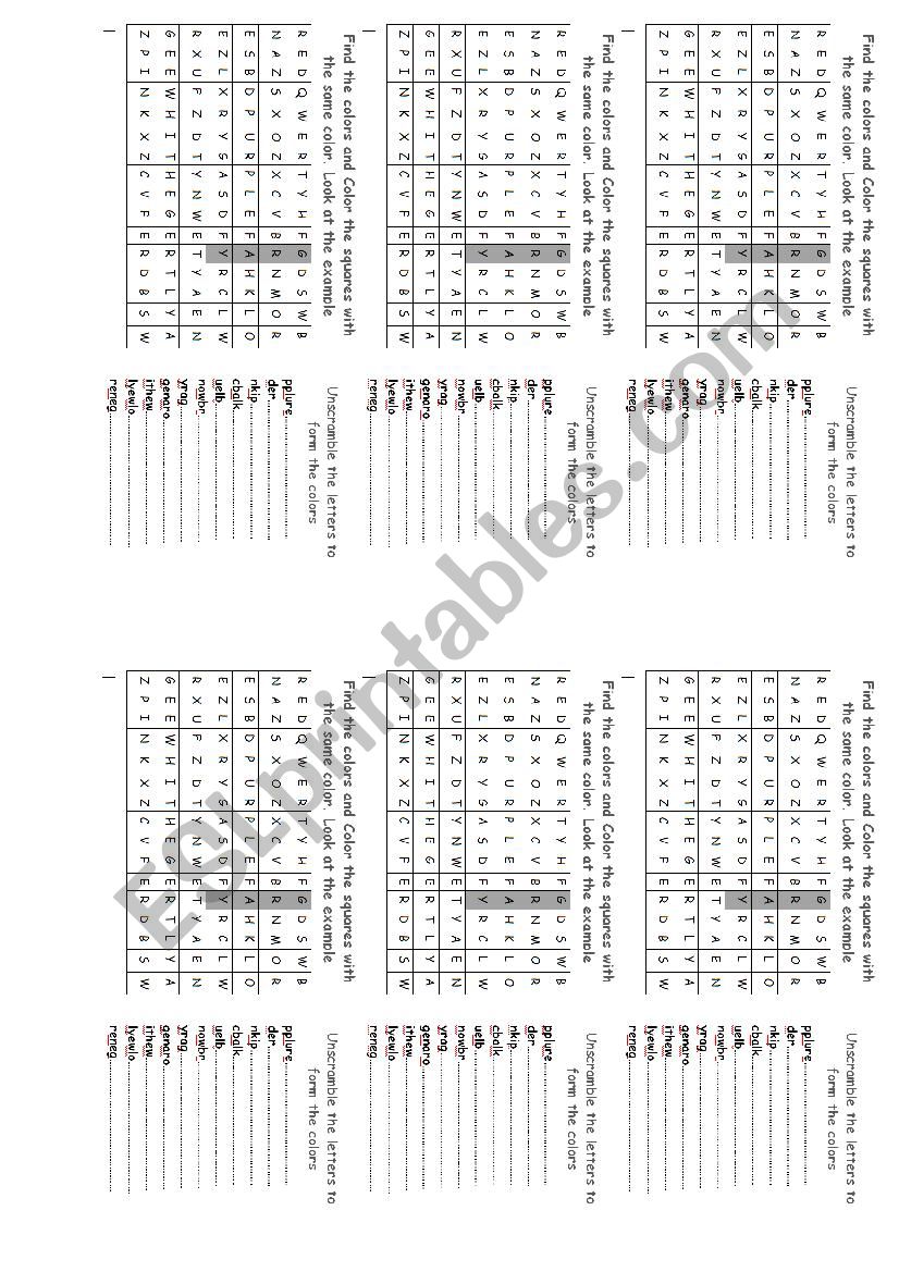 colors  worksheet