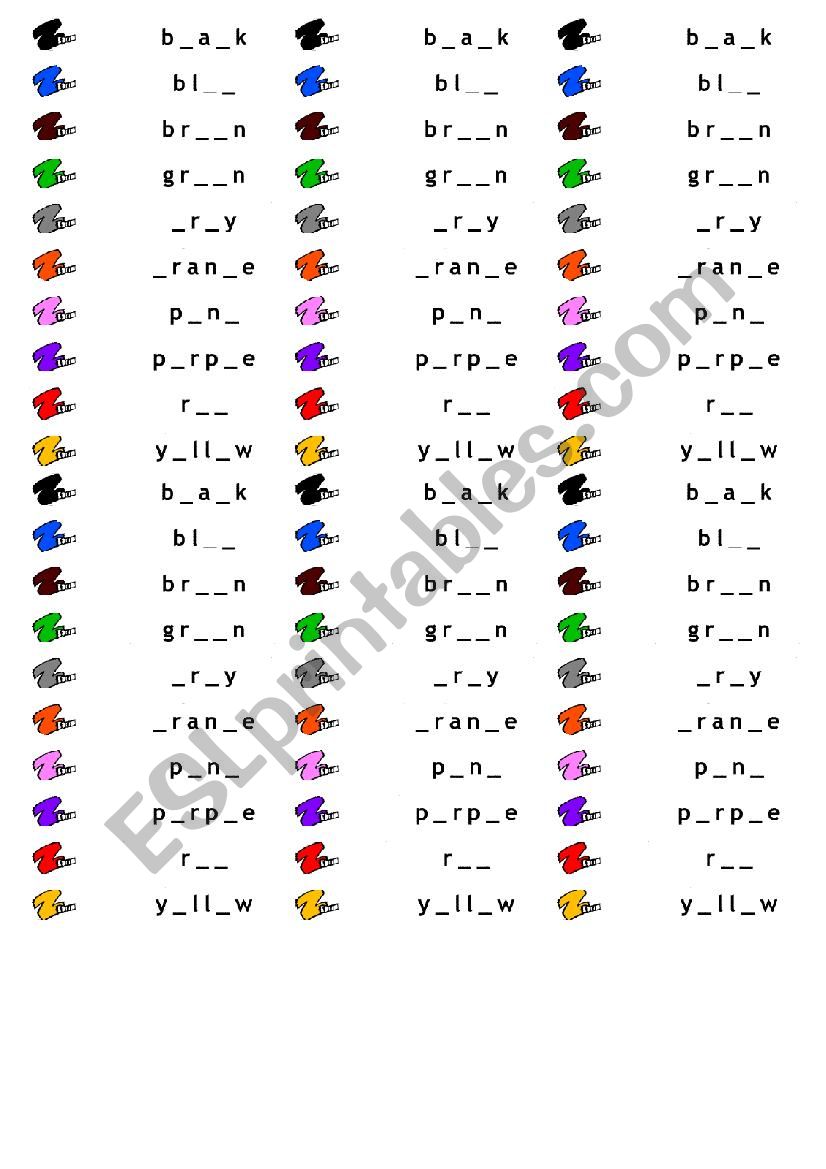 colors  worksheet