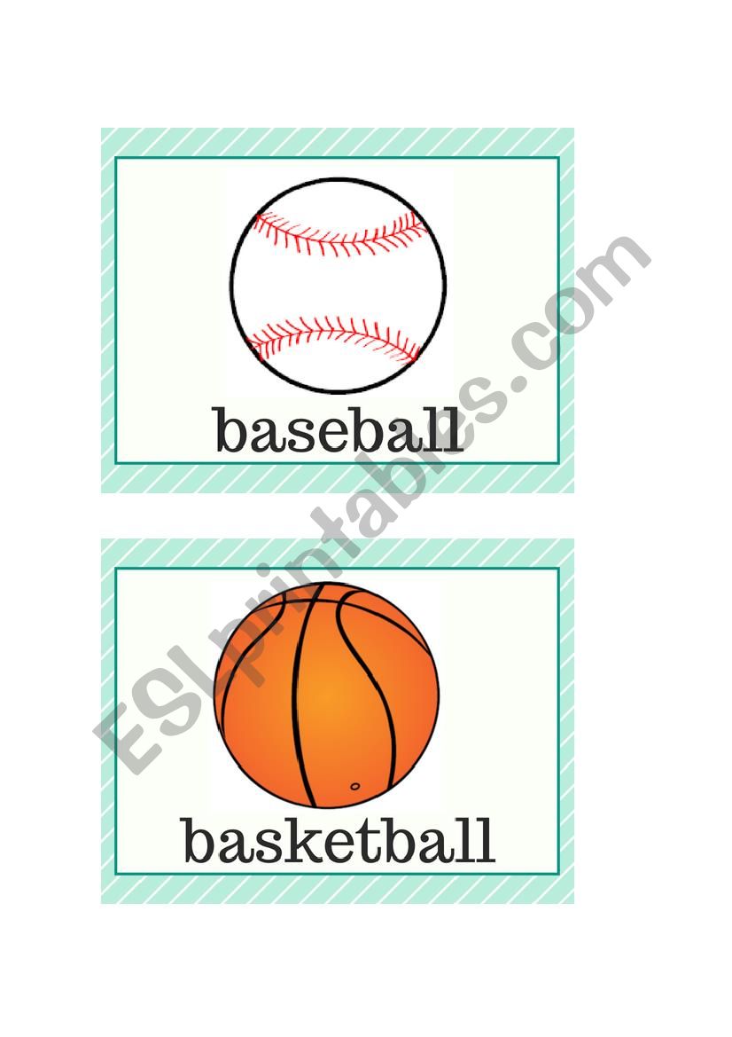 Flashcards - Sports Equipment worksheet
