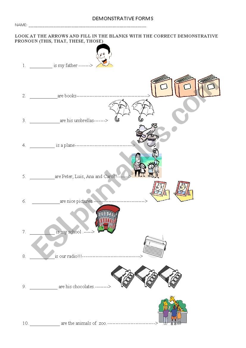 Demonstratives worksheet