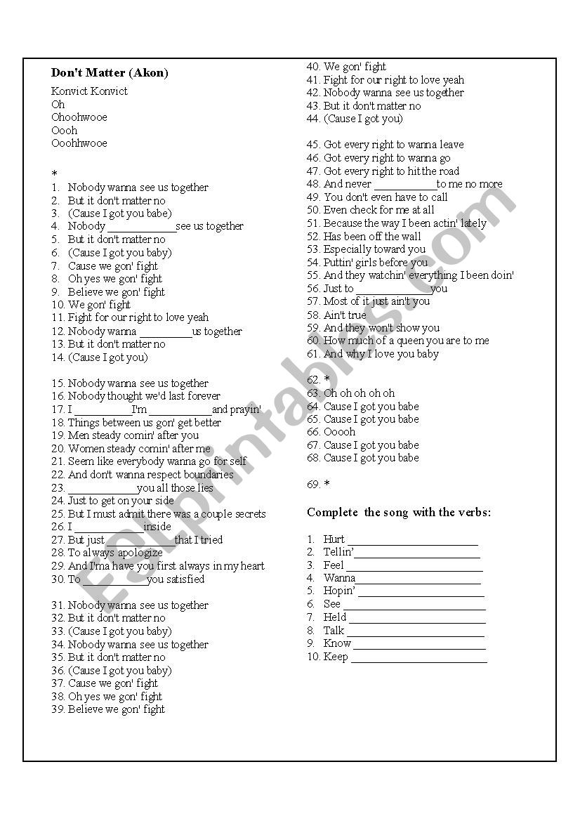 A song - Listening activity  worksheet