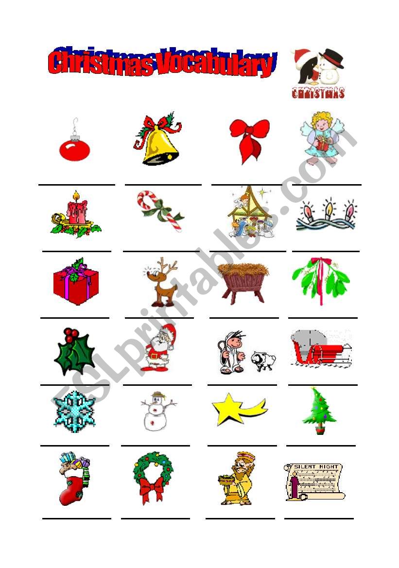 Christmas Vocabulary worksheet