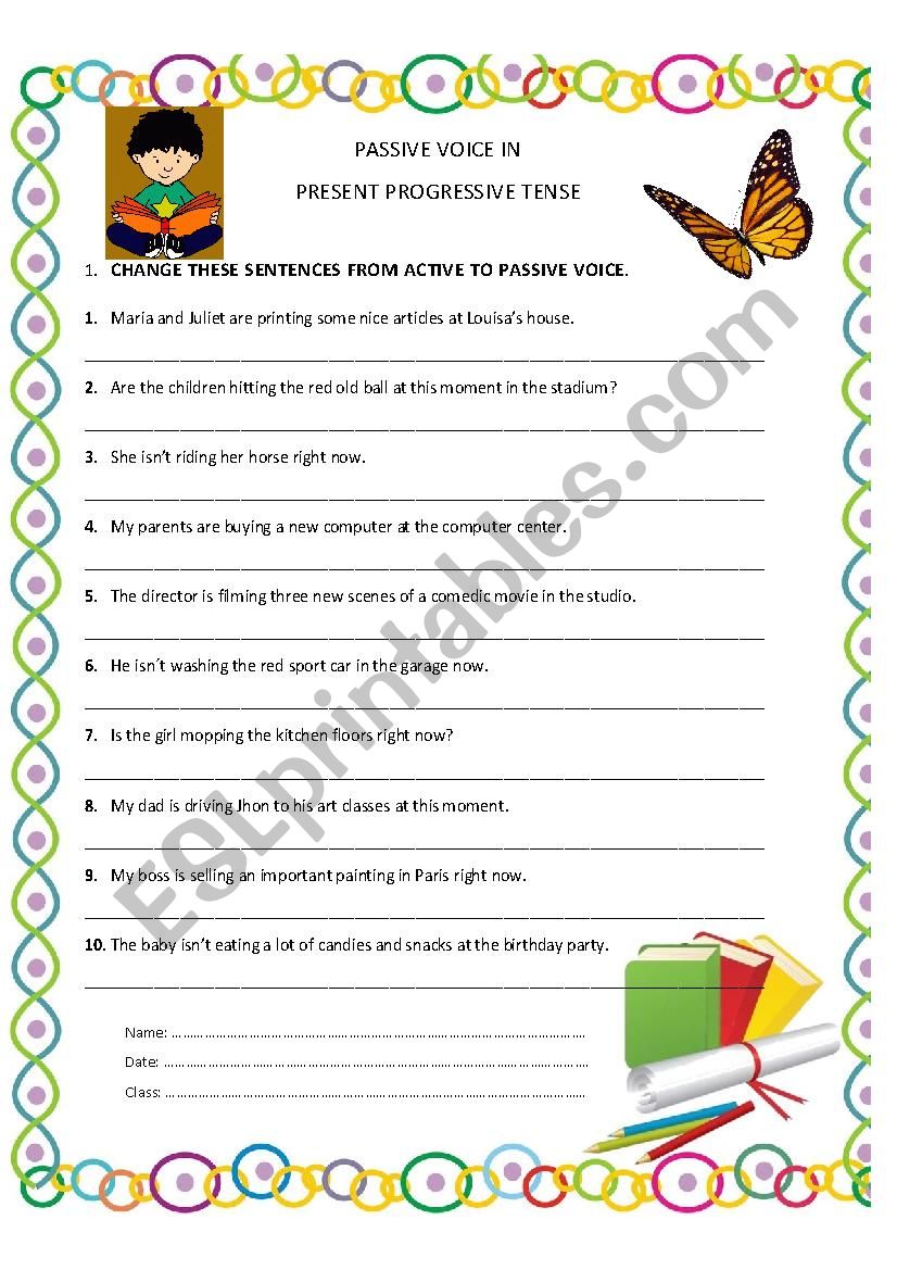 passive voice in present progressive tense