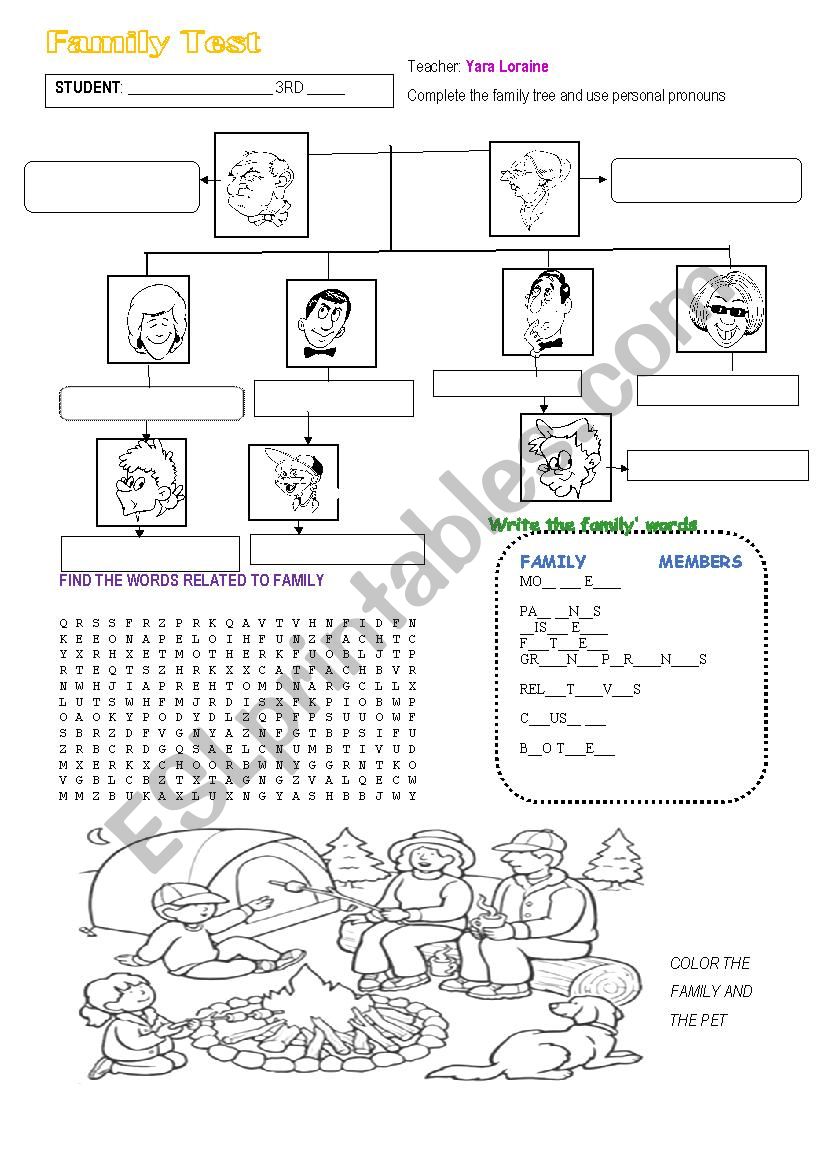 FAMILY TEST  worksheet