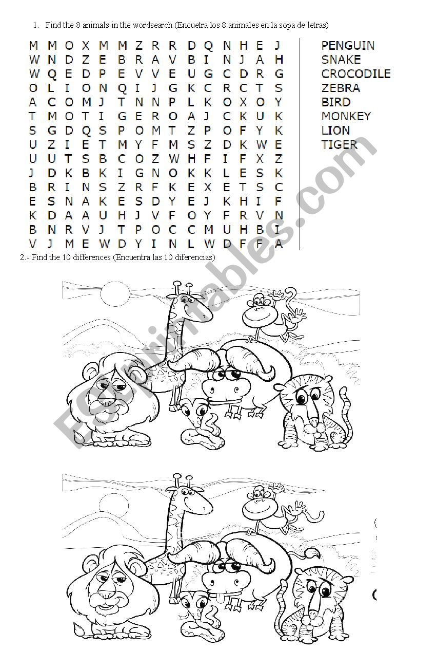 Animals worksheet