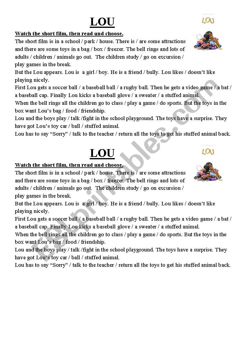 Lou worksheet