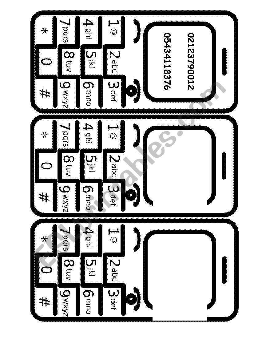 Whats your phone number? worksheet