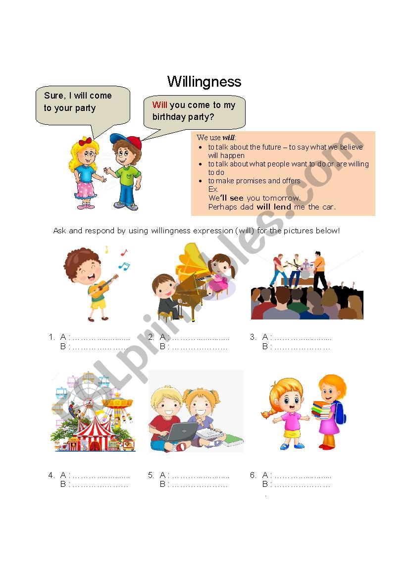 will for willingness worksheet