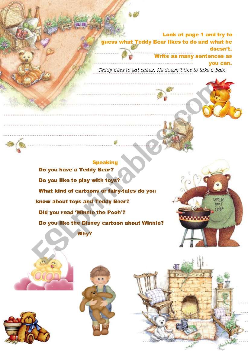 Teddy Bears Life (2/2) worksheet
