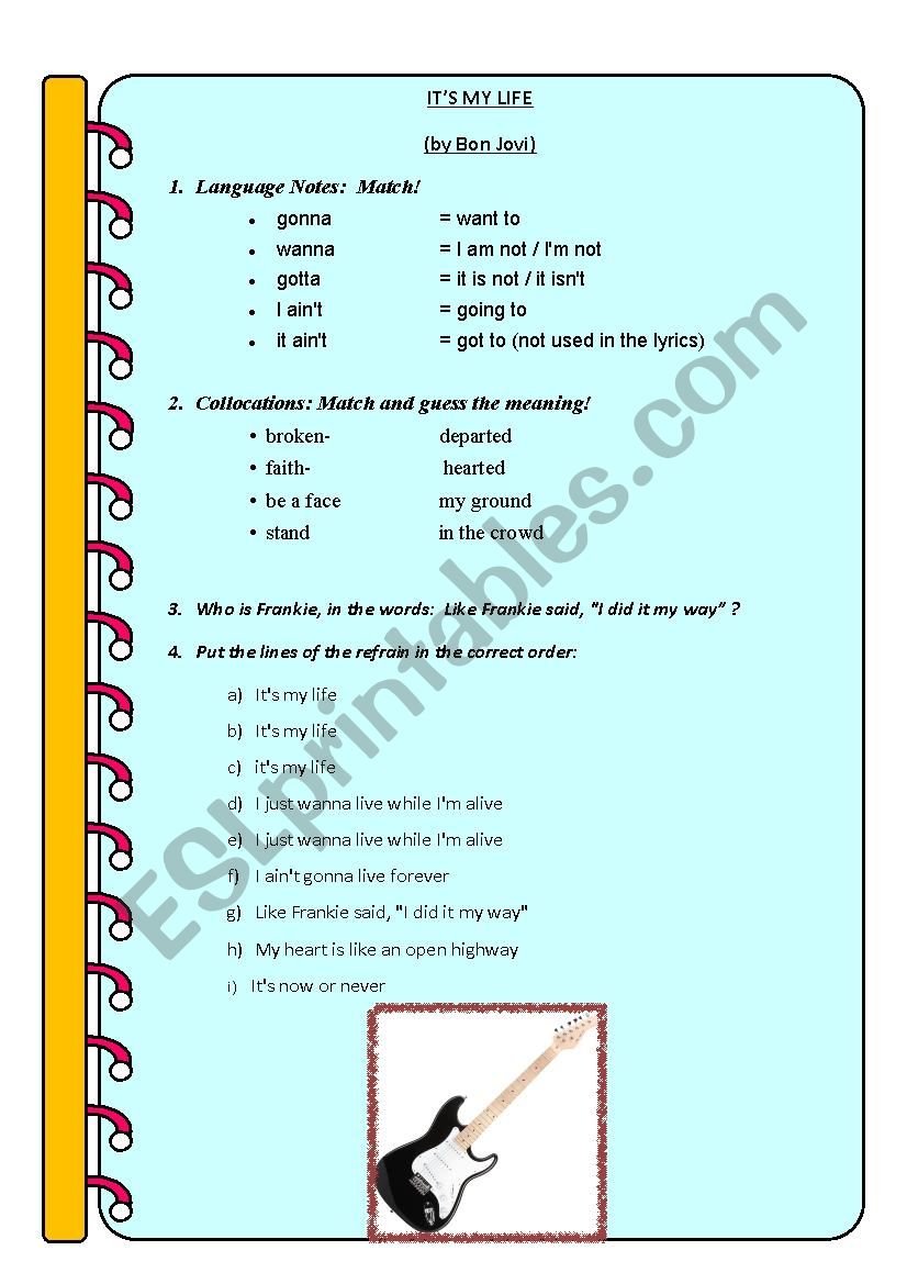 Its My Life (Bon Jovi)_Lyrics Worksheet