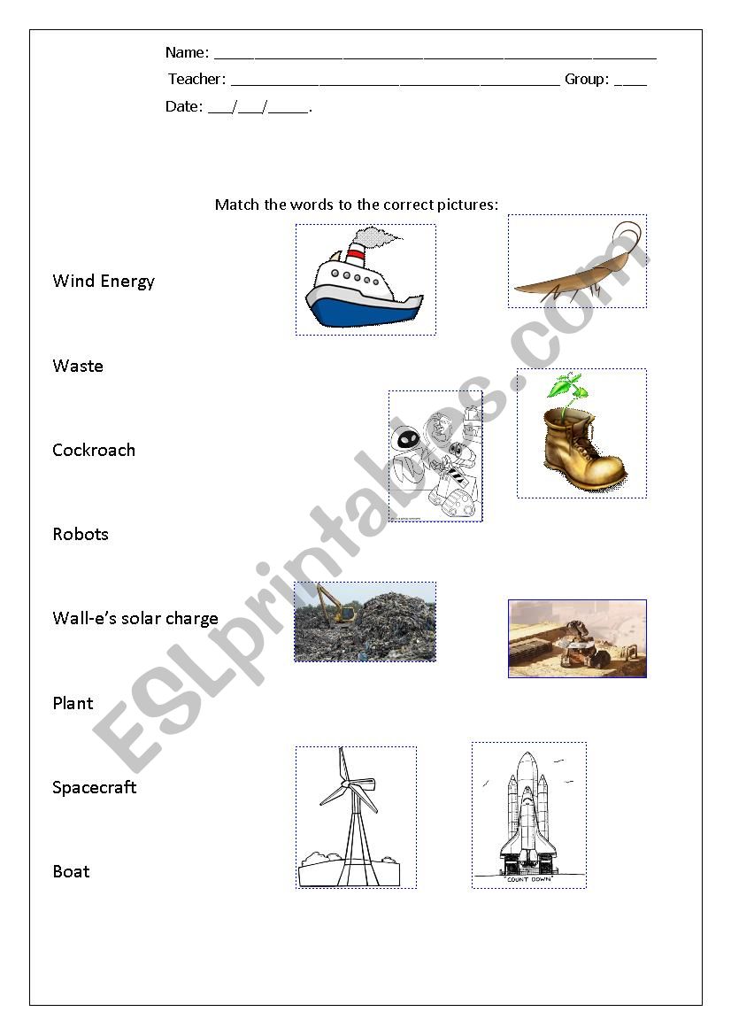 Wall - E Vocabulary worksheet