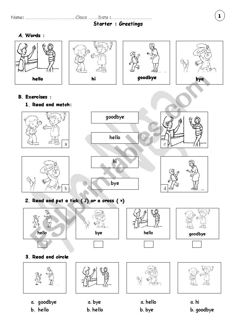 Greetings worksheet