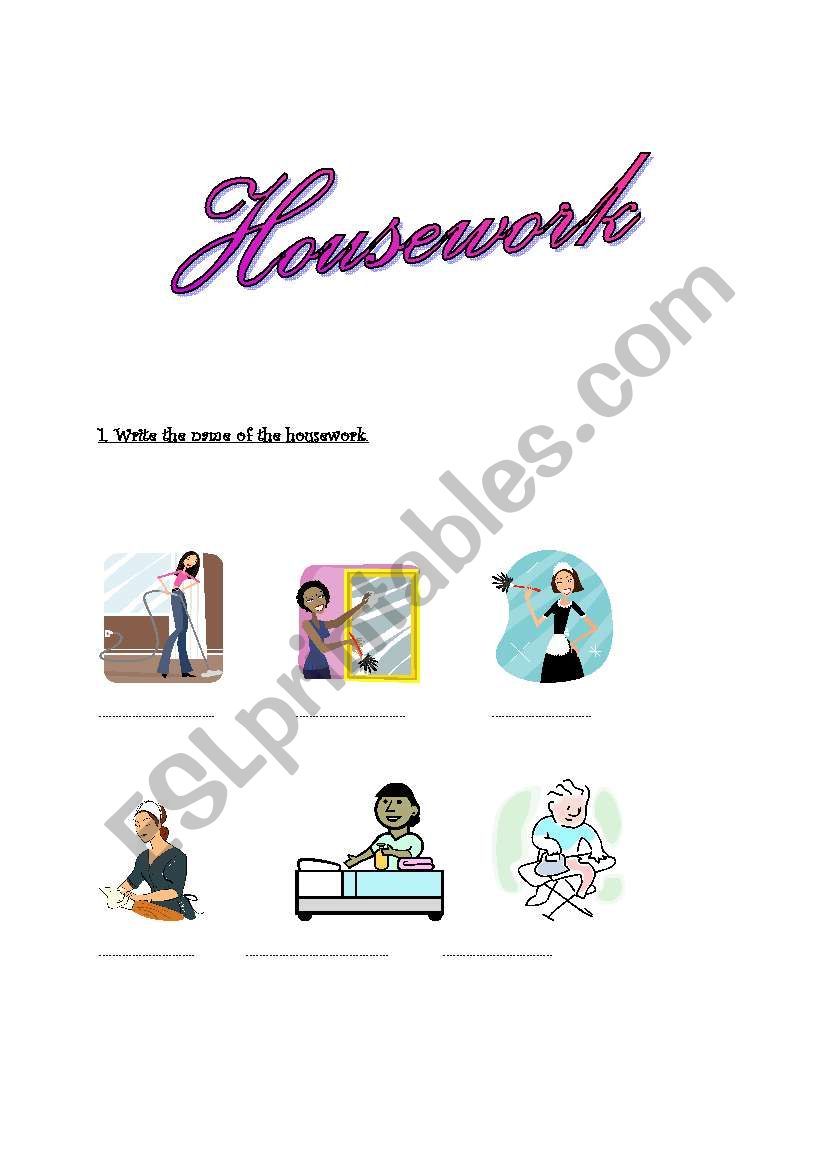 Housework (2 pages) worksheet