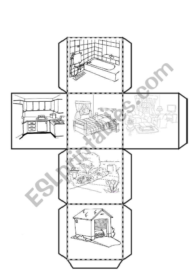 PARTS OF THE HOUSE CUBE worksheet