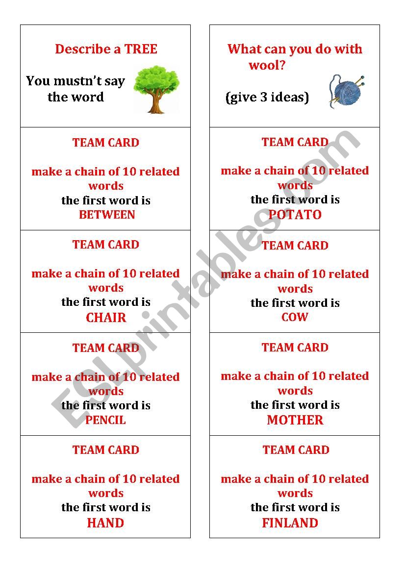 warm up cards 4 worksheet