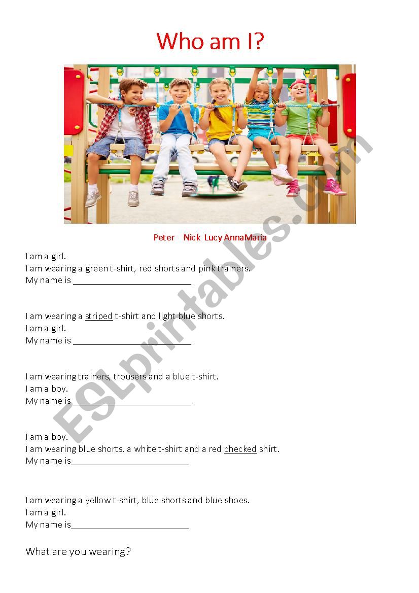 Who am I? worksheet