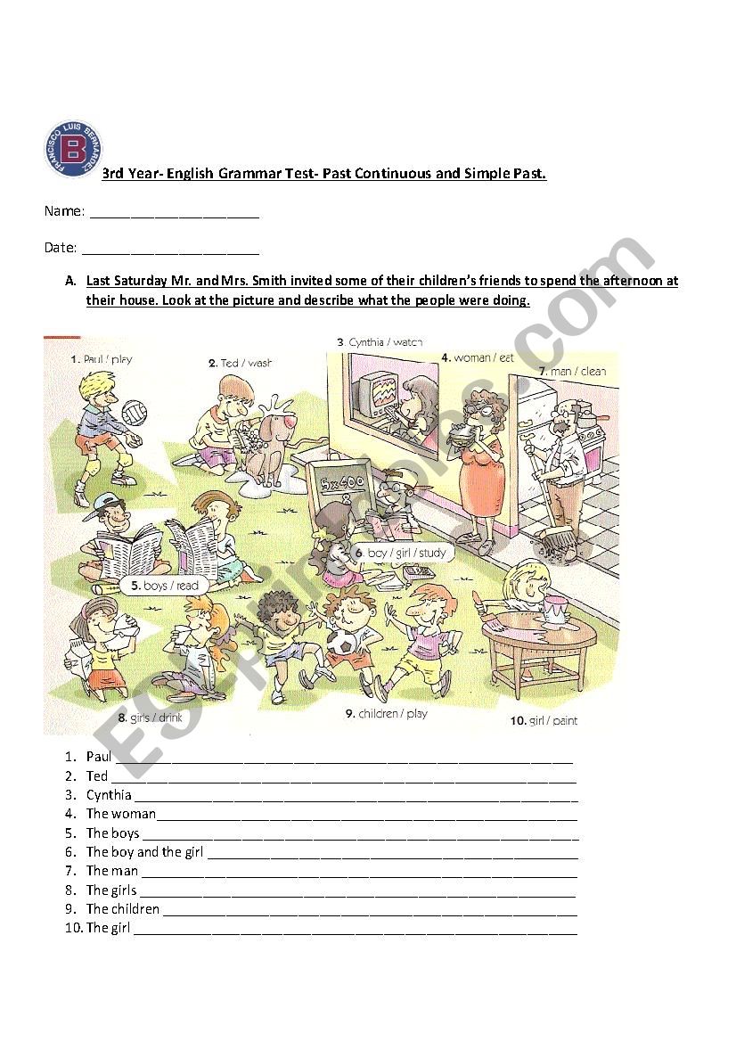 Test: Simple Past and PAST CONTINUOUS