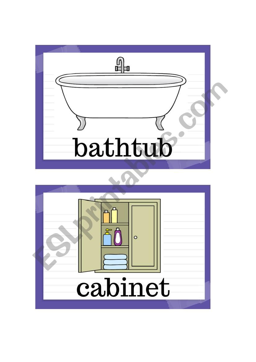 Flashcards - Bathroom worksheet