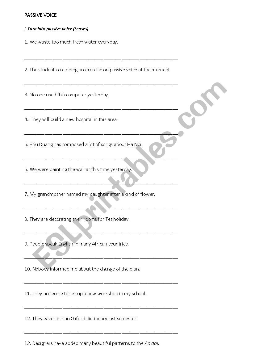 Passive voice worksheet