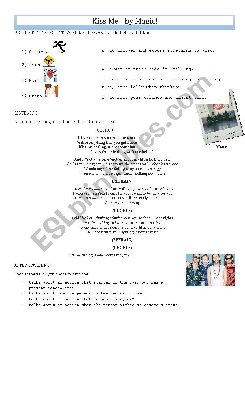 Kiss Me Magic Esl Worksheet By Allweare