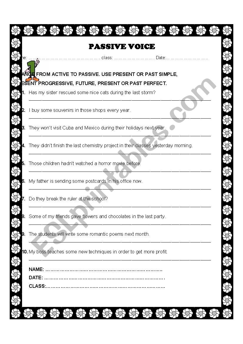 passive voice worksheet