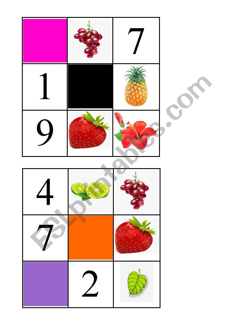 Bingo - Plant Parts and Fruits