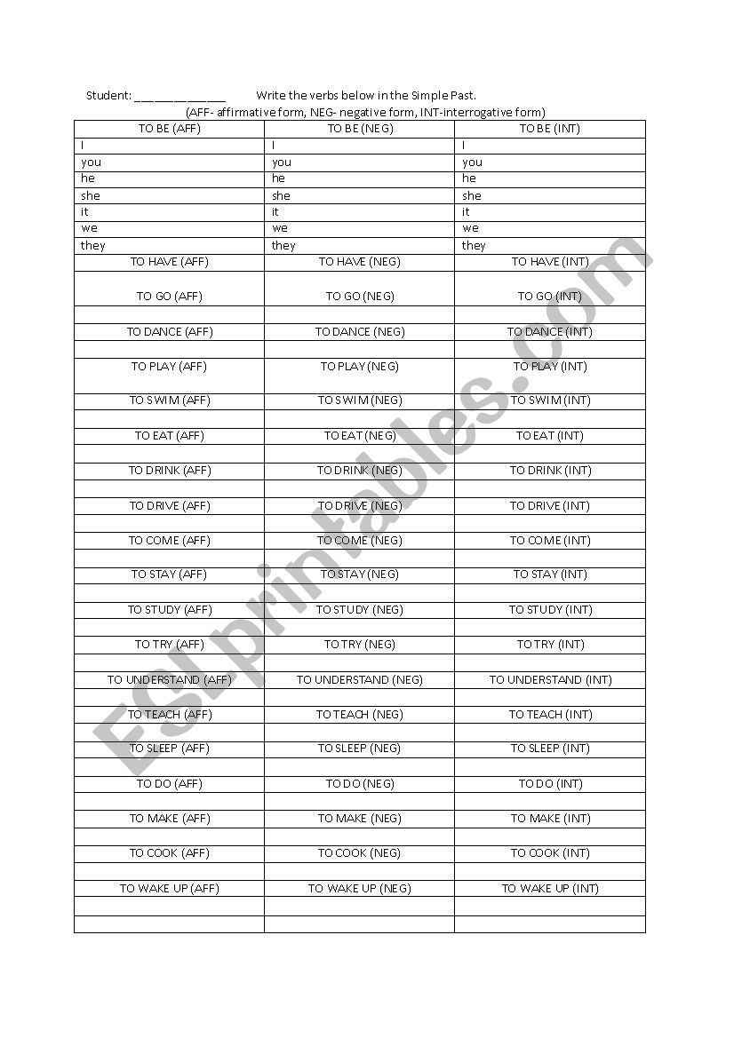 Simple Past worksheet