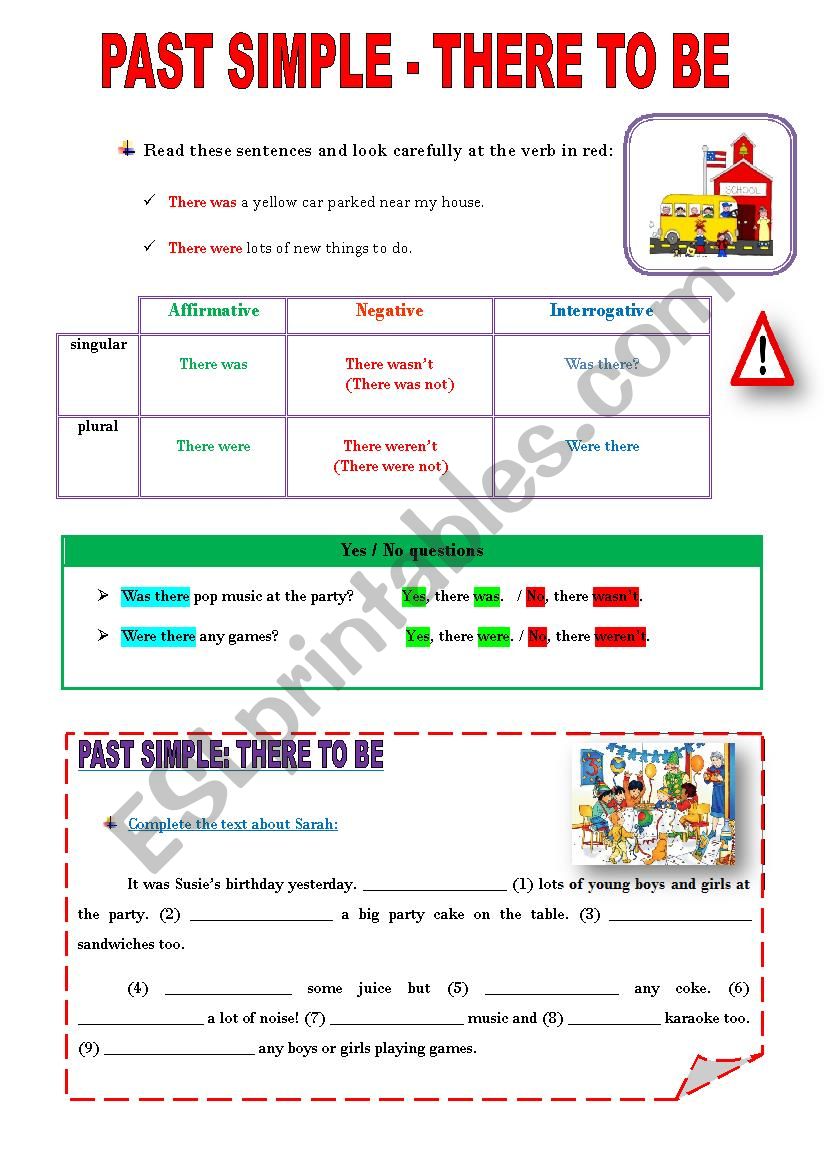 THERE TO BE - PAST SIMPLE worksheet