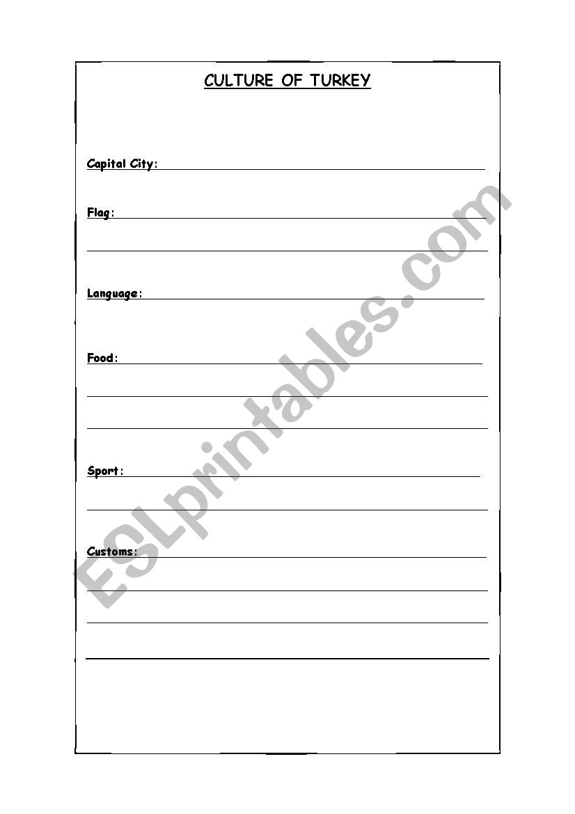 Culture worksheet worksheet