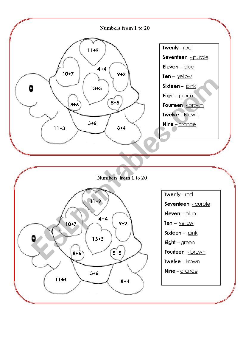 turtle-numbers-esl-worksheet-by-zoila06