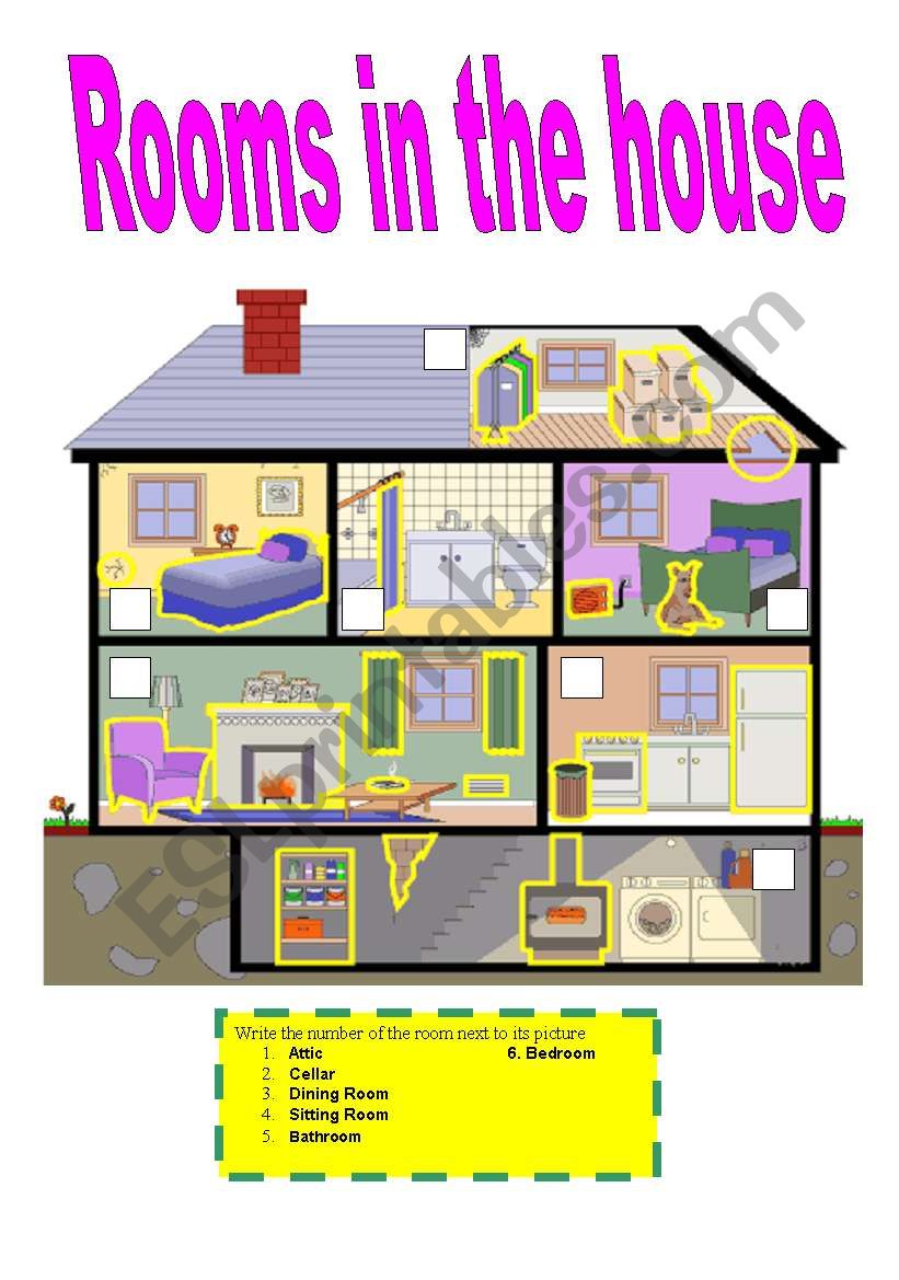 rooms in the house pictionary worksheet