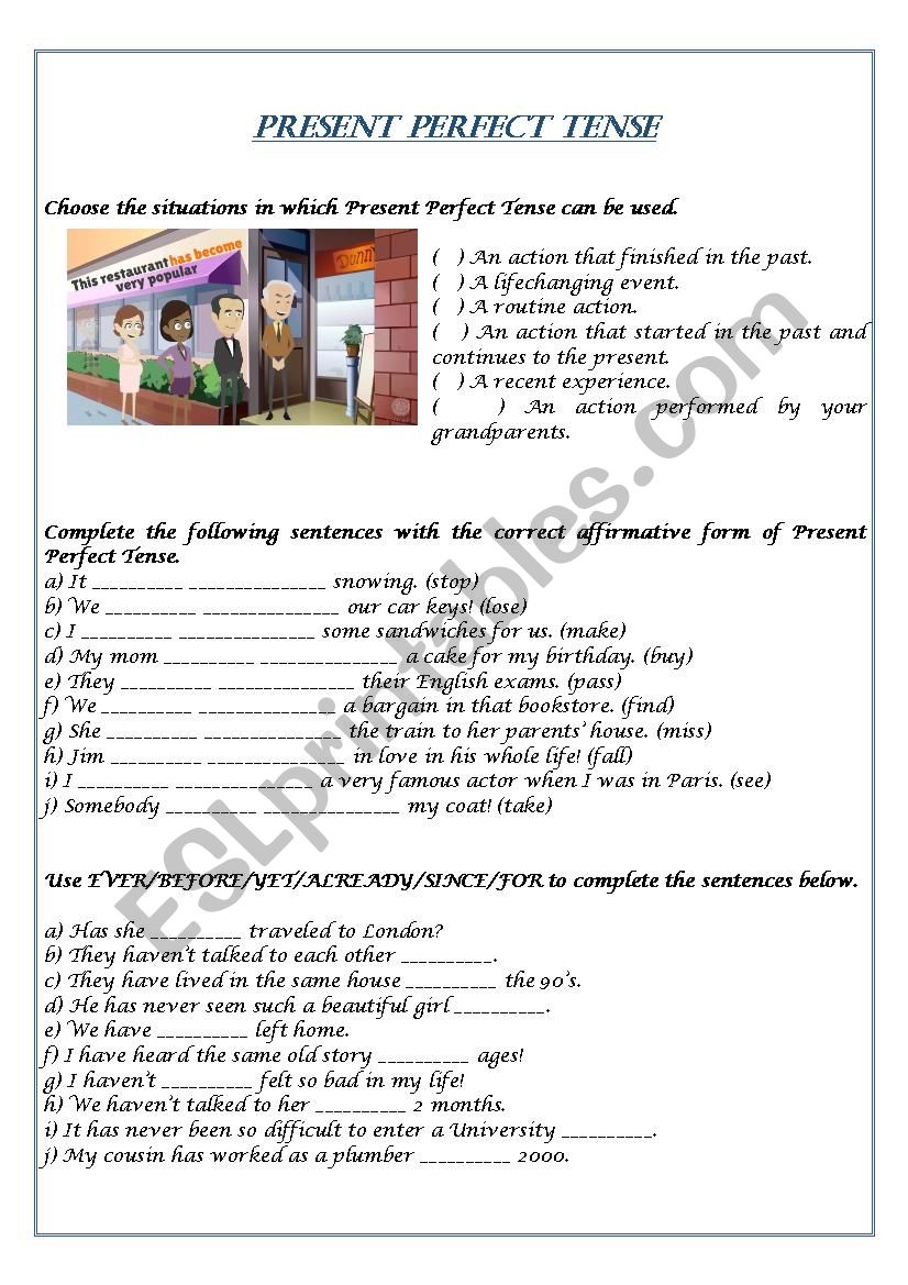 Present Perfect Tense worksheet