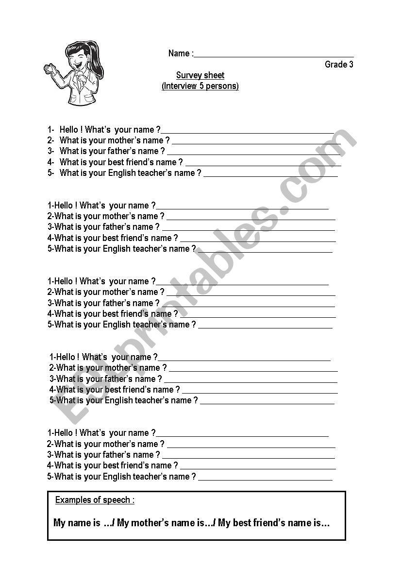 classroom survey  worksheet