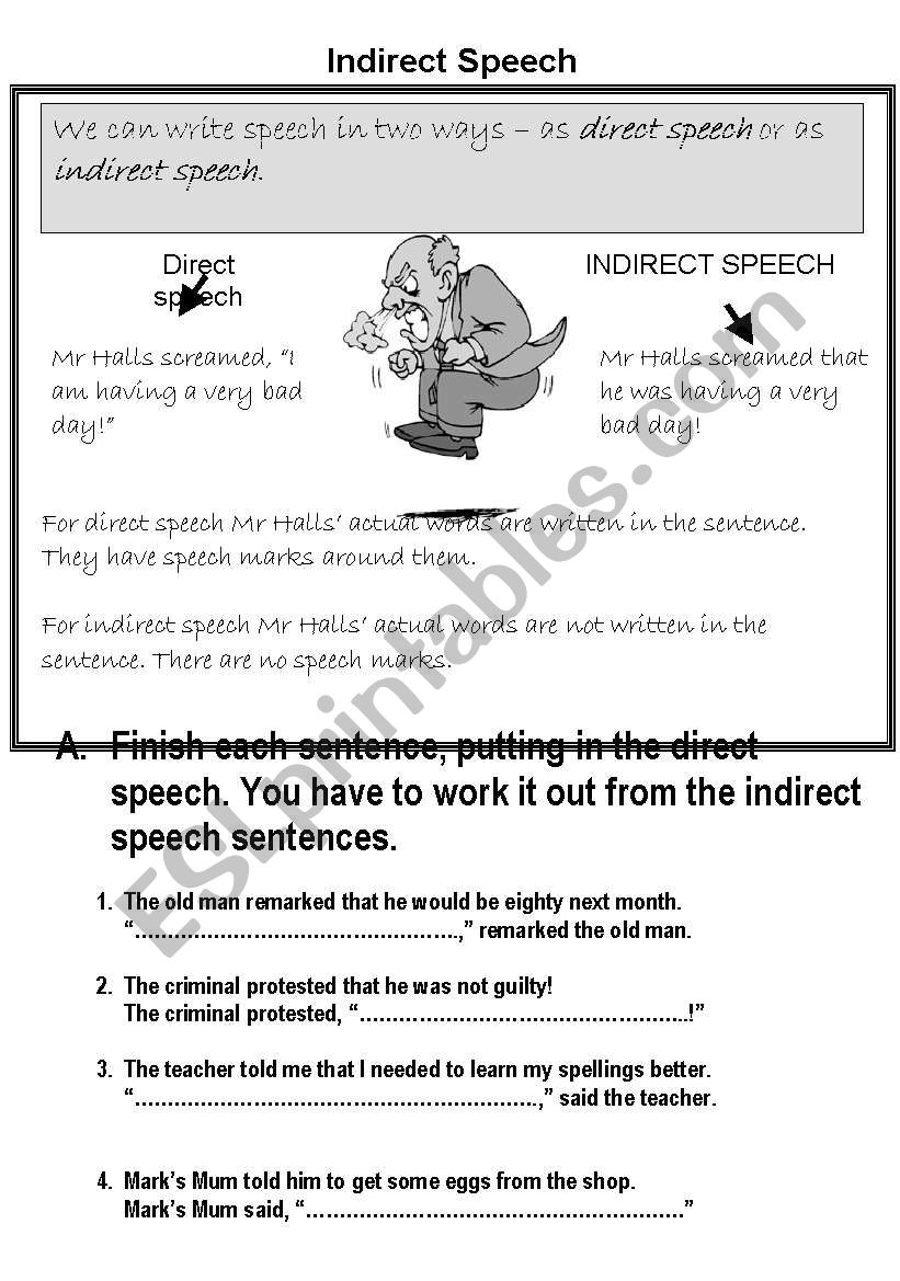 reported speech worksheet