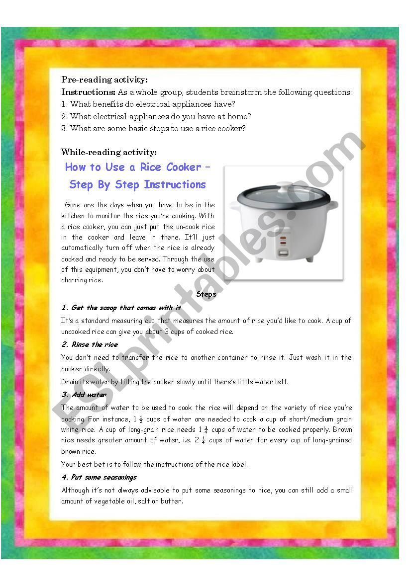 Rice Cooker  worksheet