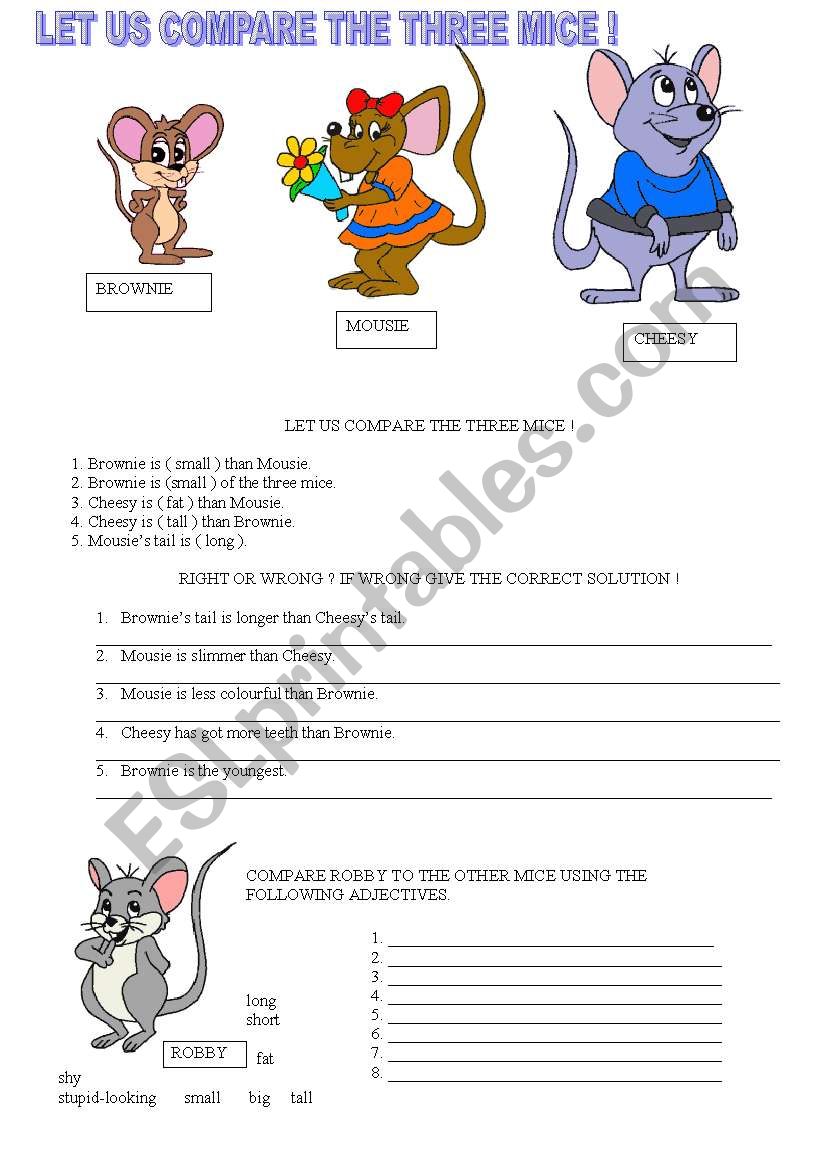 LET US COMPARE THE MICE worksheet