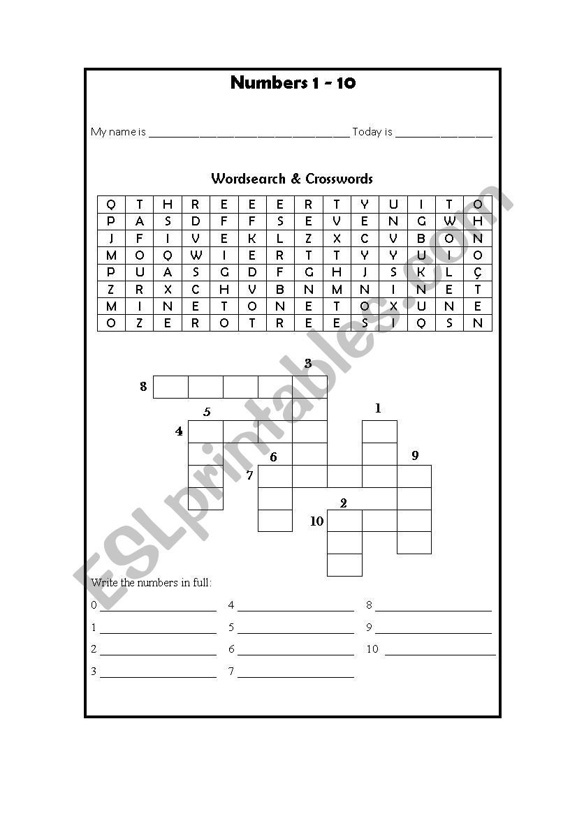 Number 1-10  worksheet