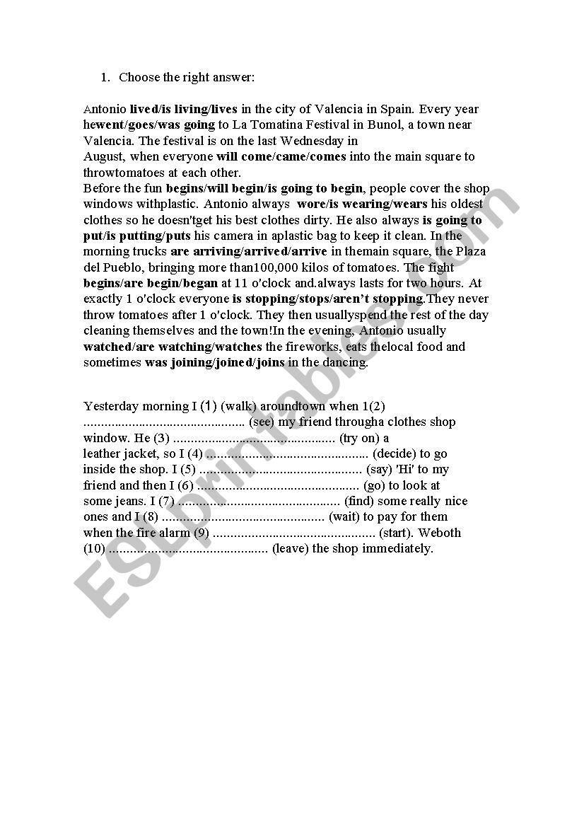 Mixed tenses: present simple, present progressive, past simple