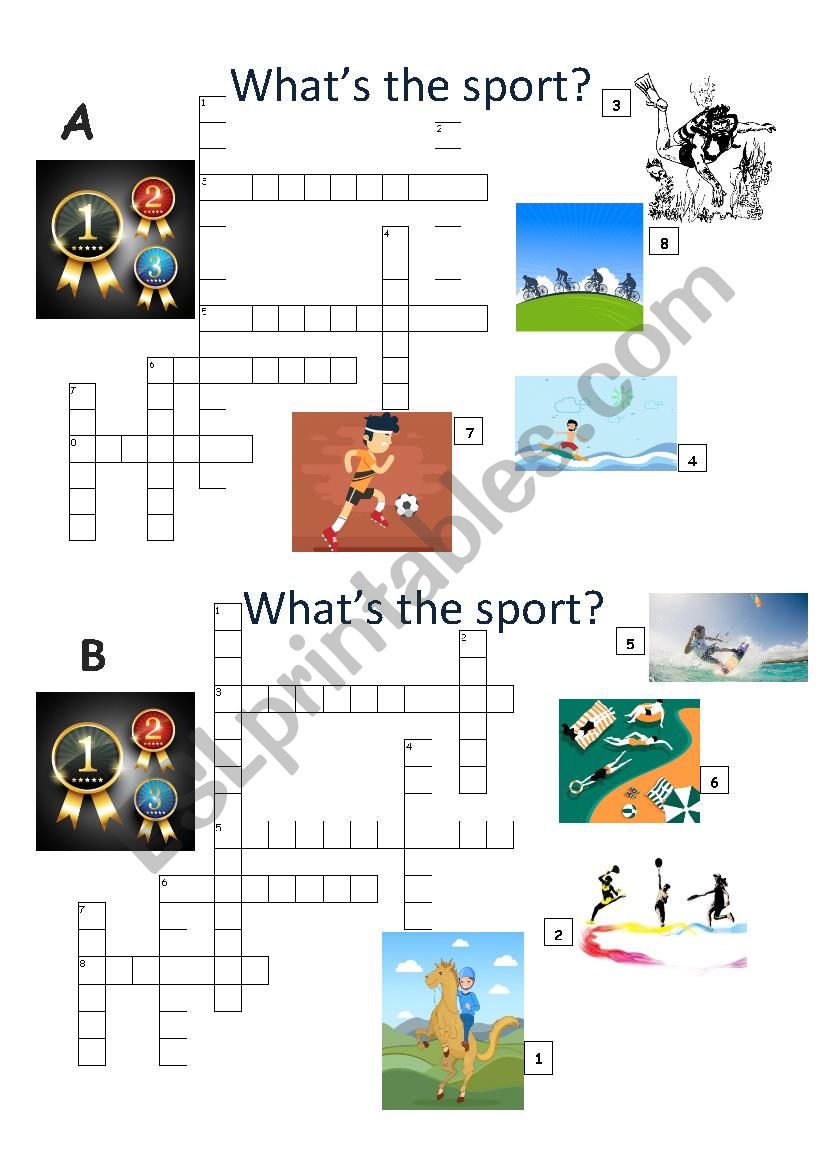 SPORT CROSSWORD SPEAKING PAIR ACTIVITY