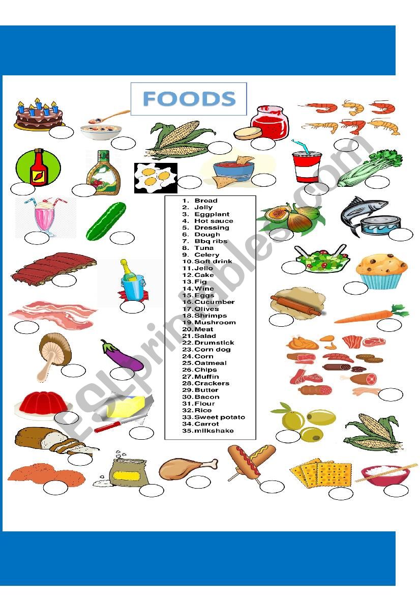 Food Vocabulary matching part 2 of a 3 set exercise