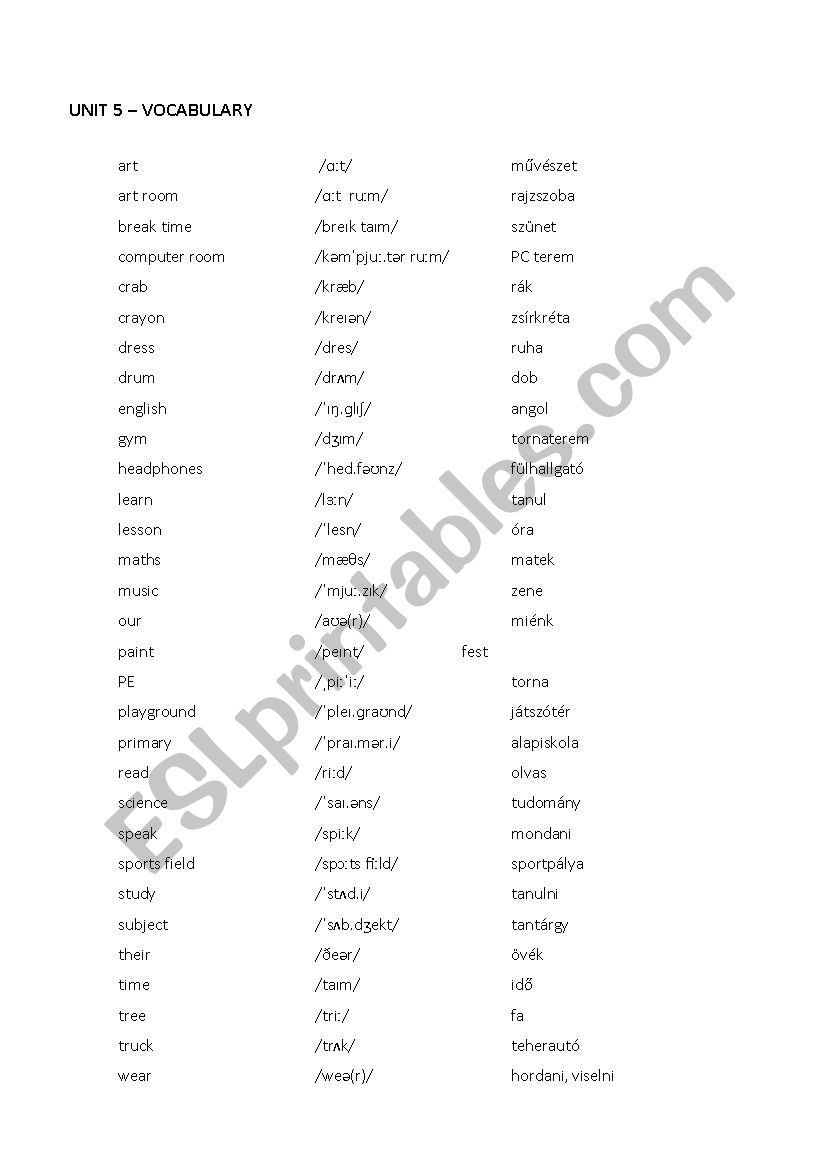 Family and friends 2 unit 5 worksheet
