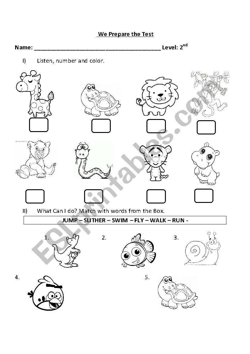 Animals worksheet
